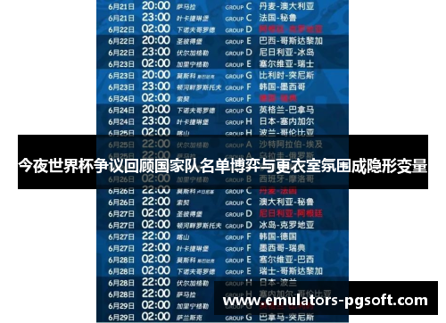 今夜世界杯争议回顾国家队名单博弈与更衣室氛围成隐形变量 今夜世界杯争议回顾国家队名单博弈与更衣室氛围成隐形变量